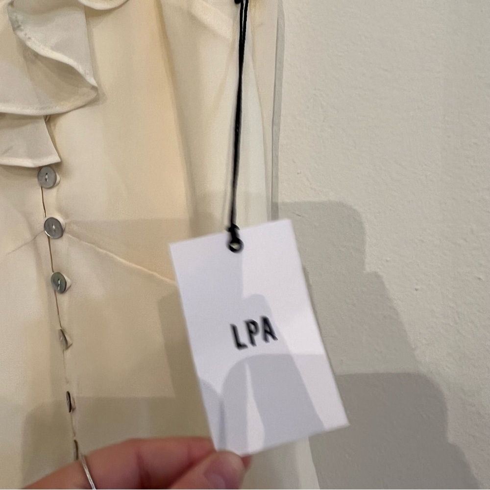 LPA White Ruffle-Trim Button Front Dress - Picture 6 of 6